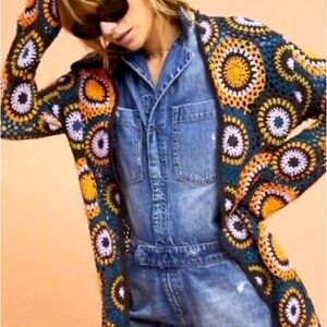 RARE Anthropologie Moth Boho Crochet Cardigan